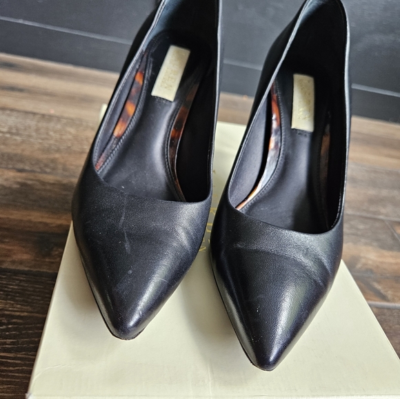 Ralph Lauren  Black Leather pumps stilleto heel vachetta 6.5B tortoise - Picture 8 of 14